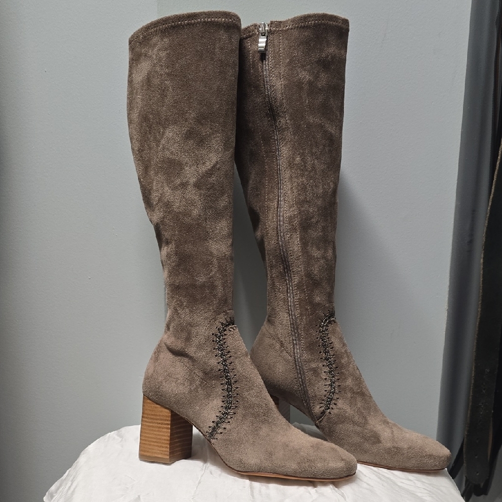 Silent D Sarah Synthetic Suede Boots Taupe Size 37